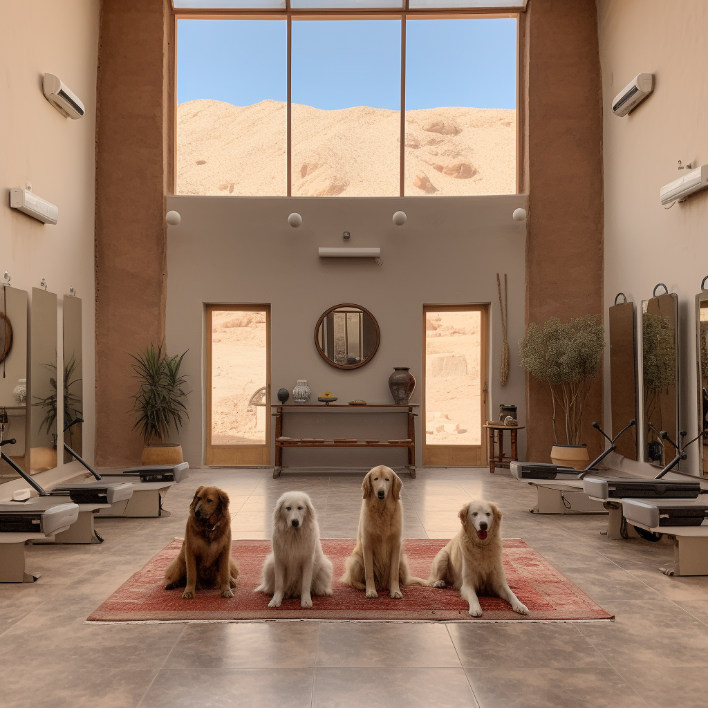 High-performance gym in rural Morocco with Moroccan dogs