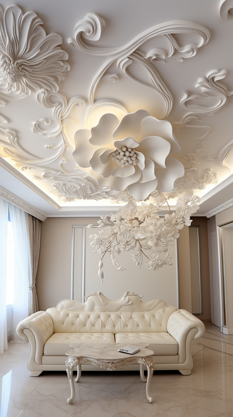 Gorgeous gypsum ceiling flowers in luxury design