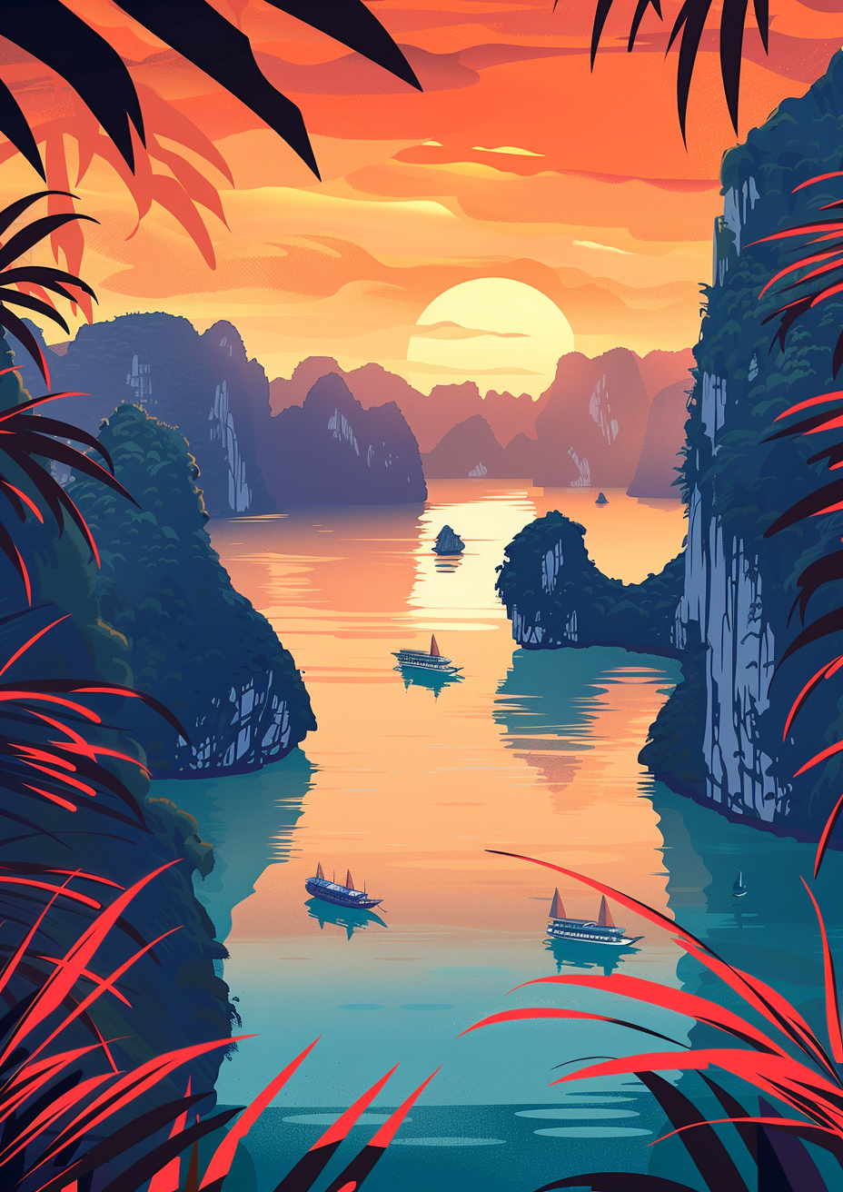 Modern Ha Long Bay Illustration