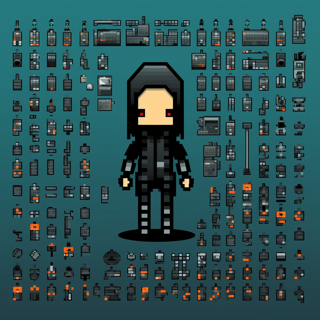 8bit hacker character sprite sheet