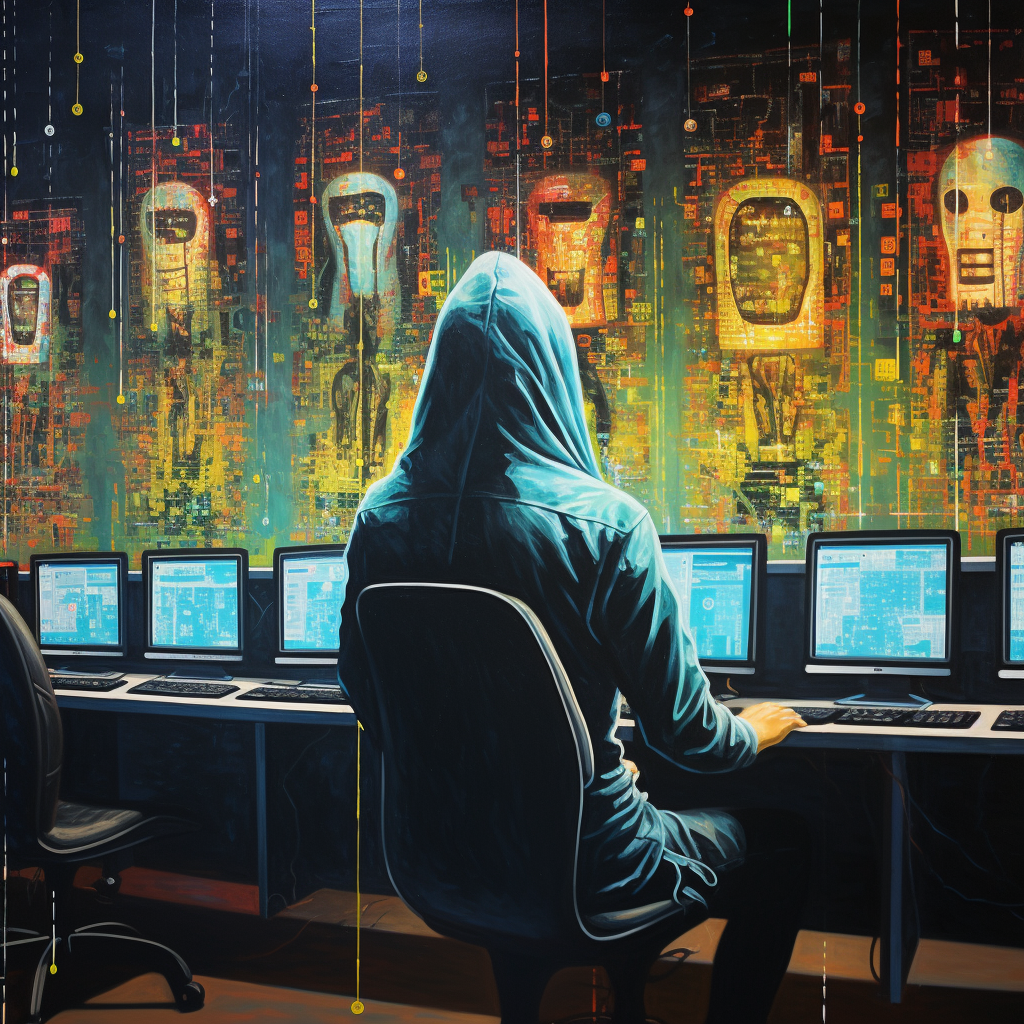 Famous hacker paintings on wall