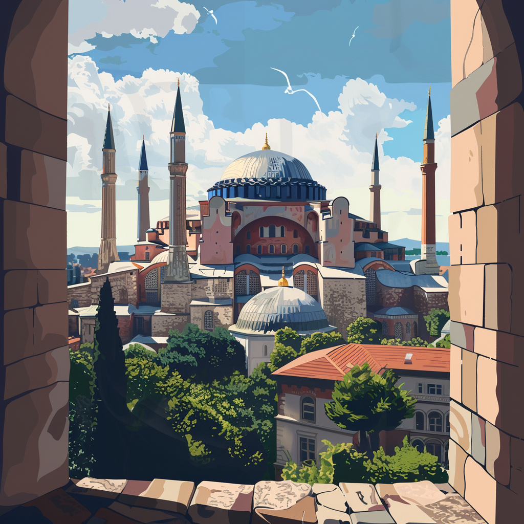 Hagia Sophia high facade illustration