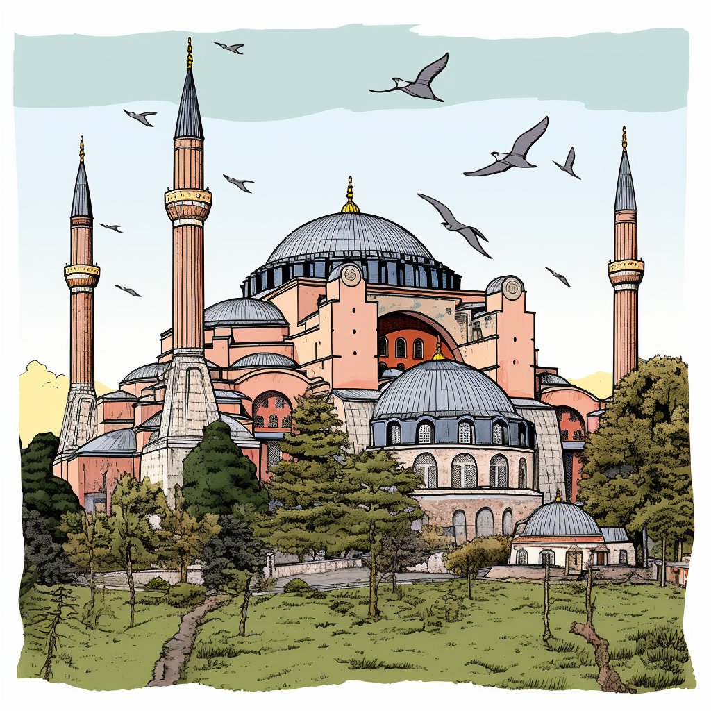 Beautiful Hagia Sophia Turkey Coloring Page