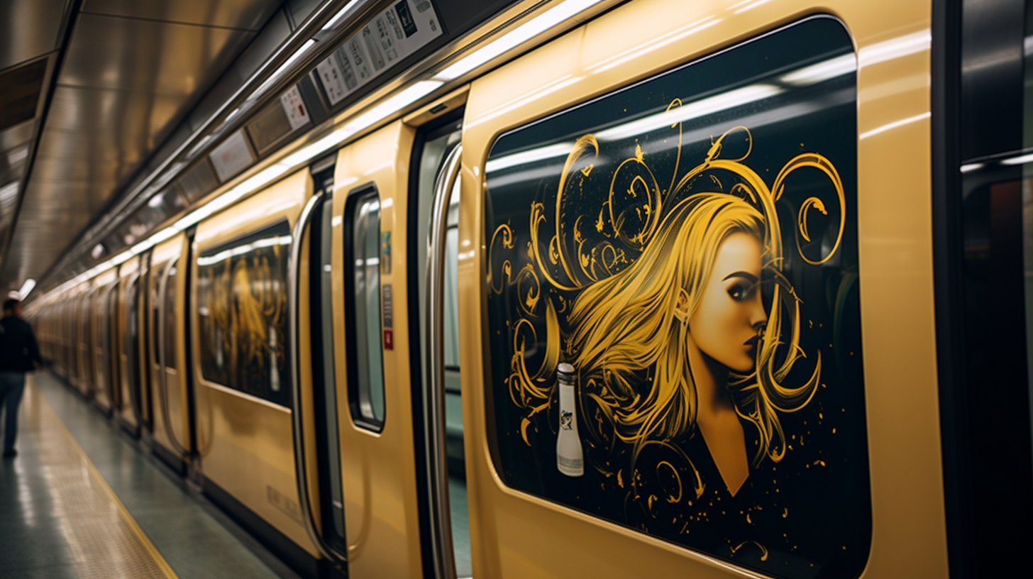 Hair care brand shampoo advertisement in subway metro