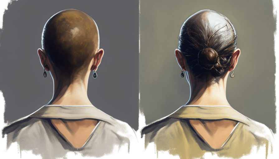 Realistic depiction of a woman with hair loss