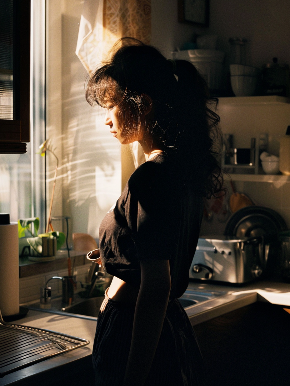 Beauty in kitchen with utensils