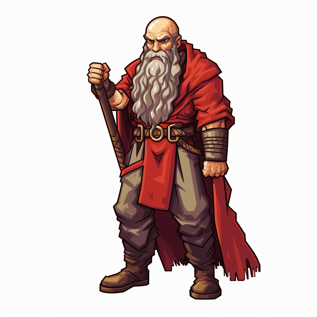 Hairless Man RPG Character with Long White Beard