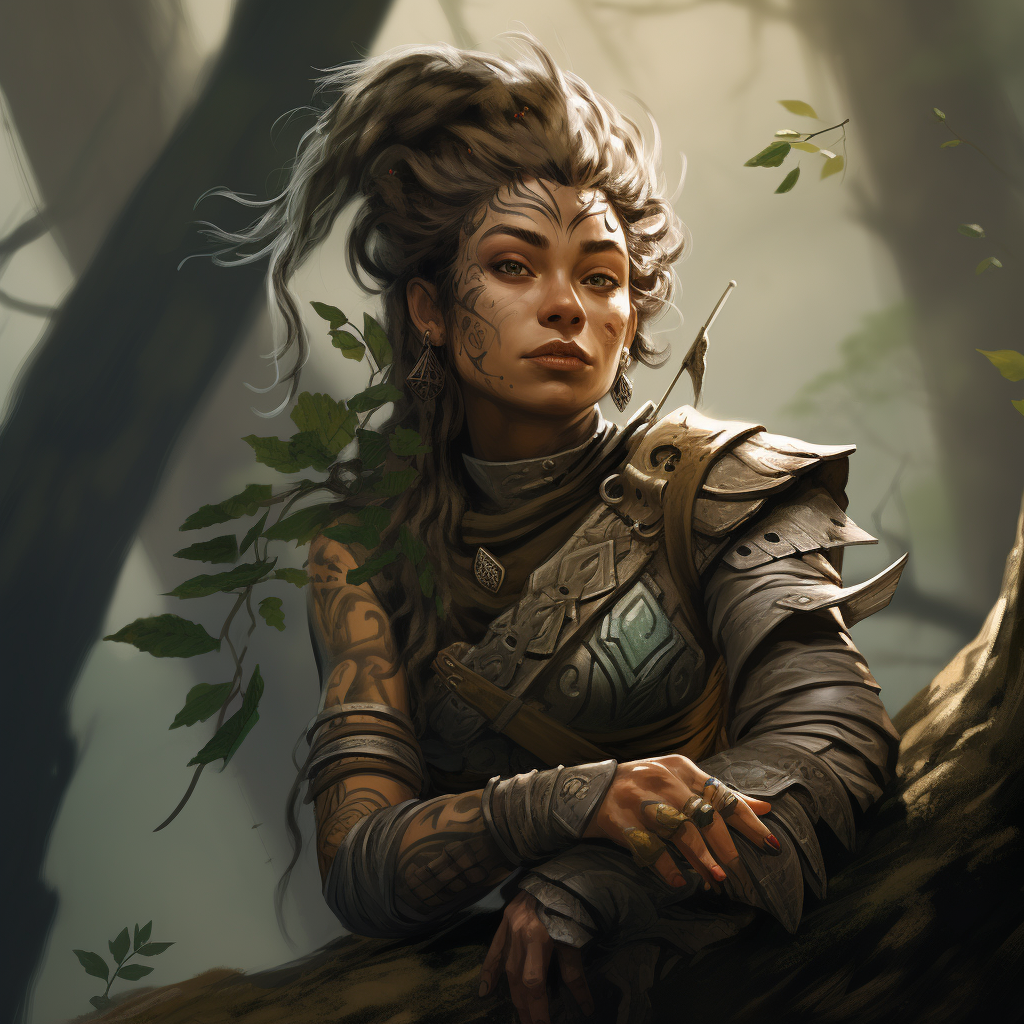 Halfling Druid Woman in Forest