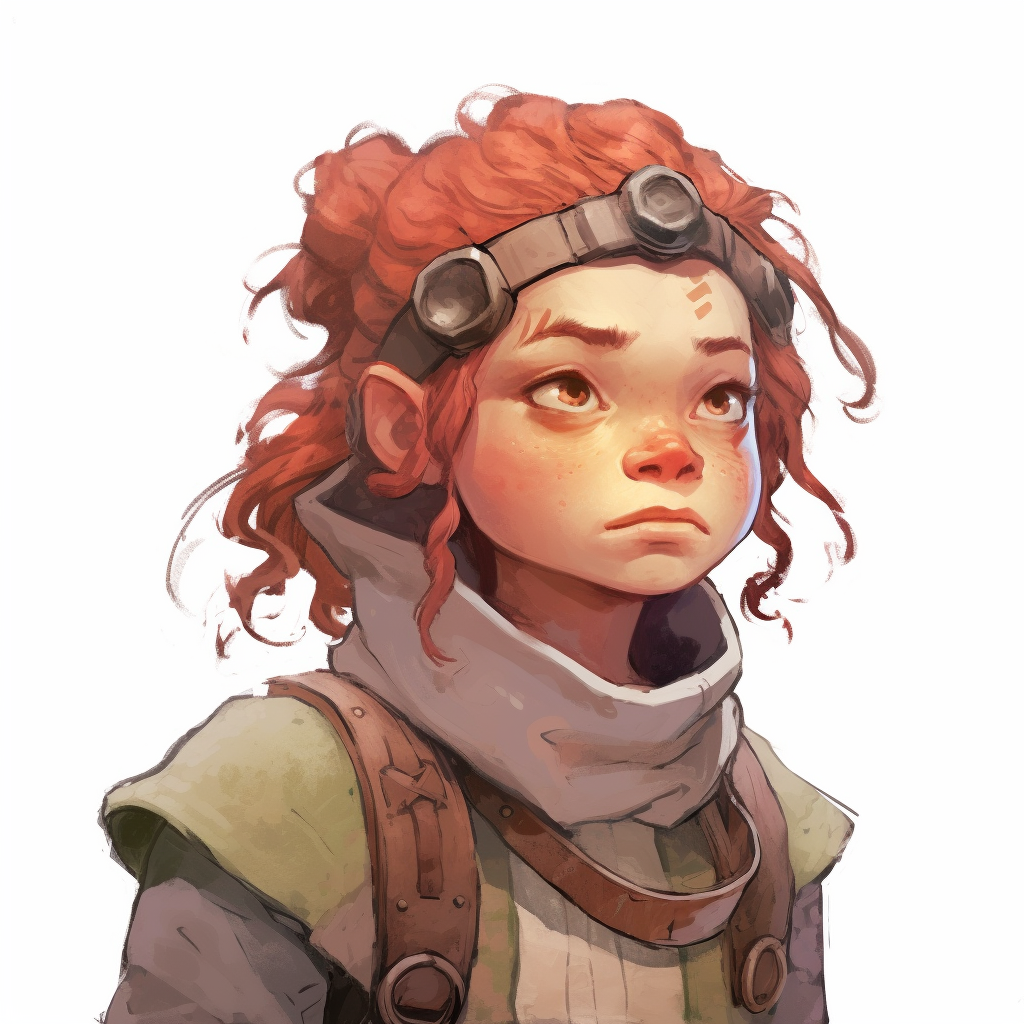 Close-up Portrait of Mischevious Halfling Female Smuggler