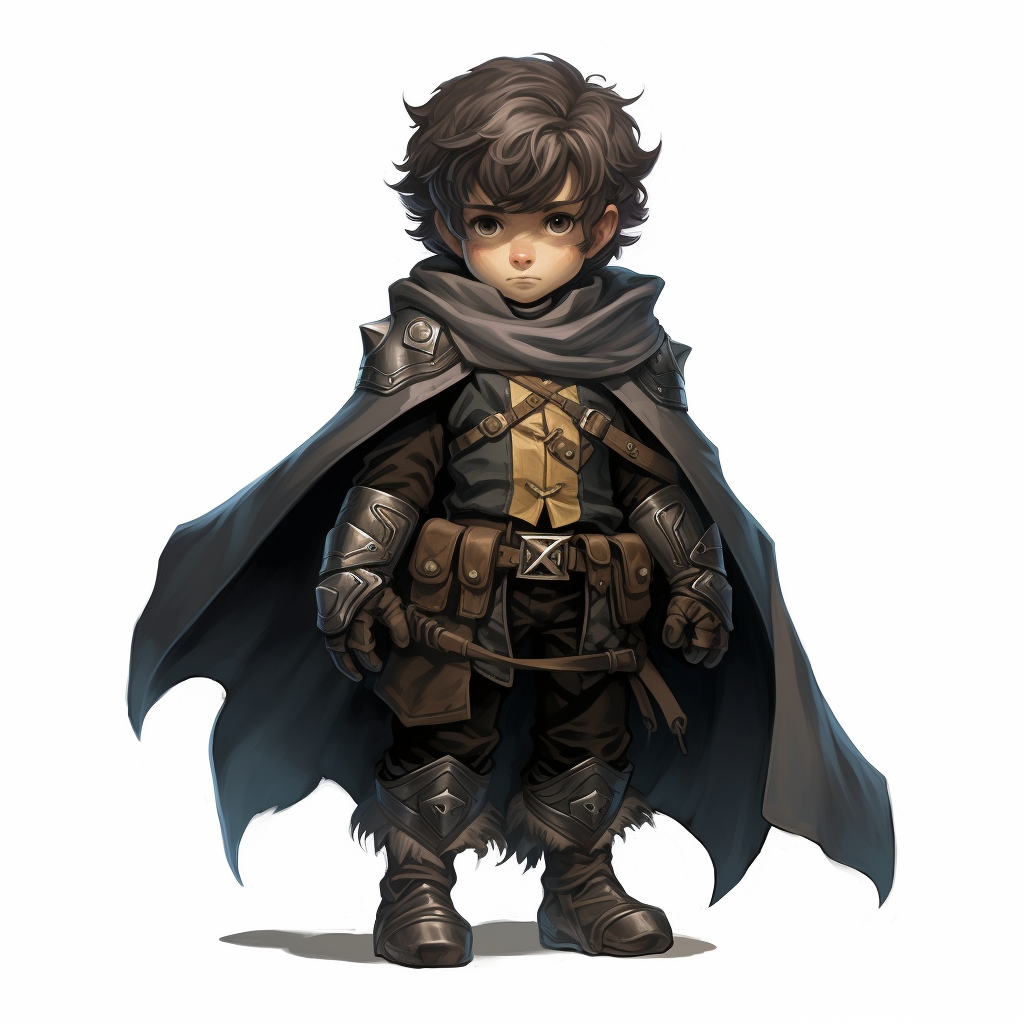 Halfling Rogue with brown hair and dark grey cloak