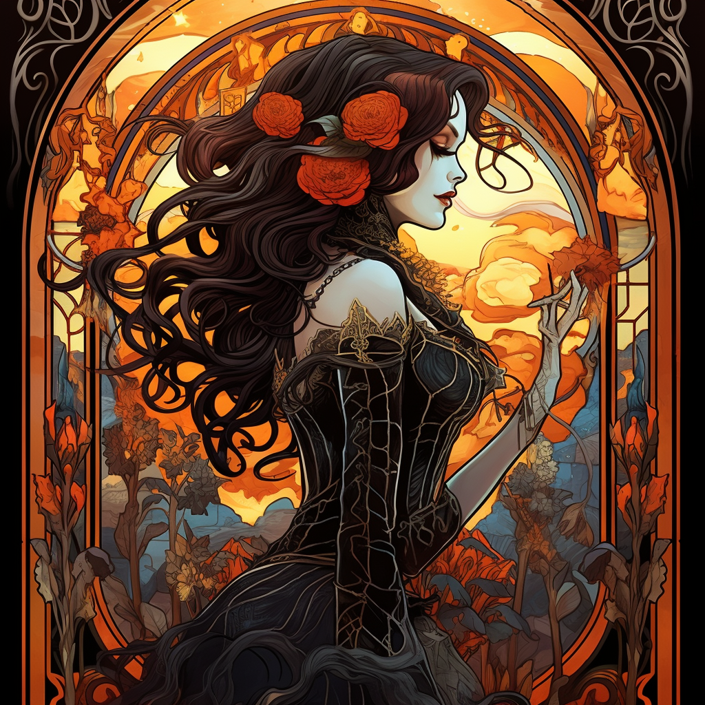 Halloween Art Nouveau illustration