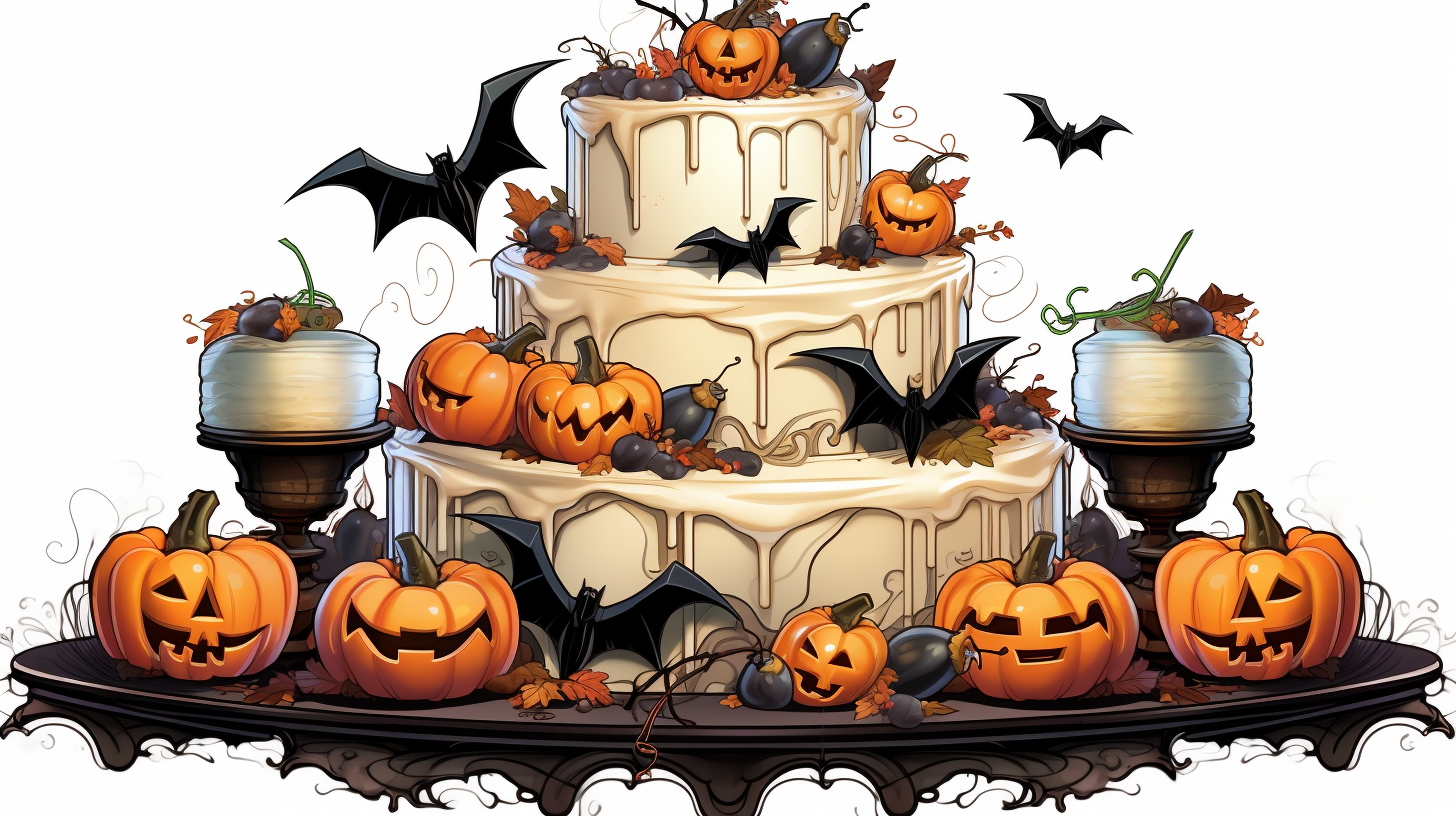 Detailed Halloween Cake with Whimsical Design