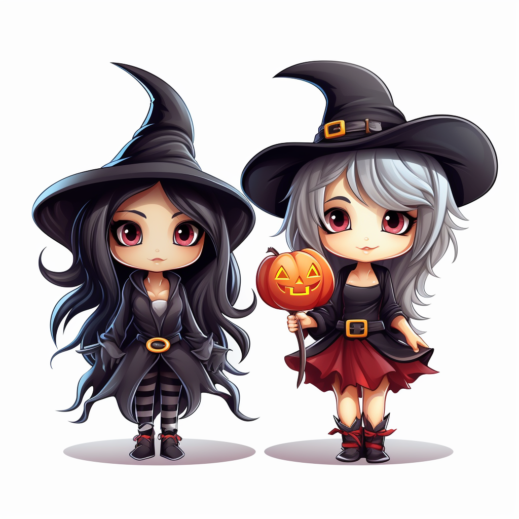 Cute Halloween characters on white background