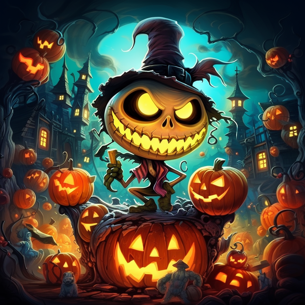 Bright and Funny Halloween Cartoon Illustration