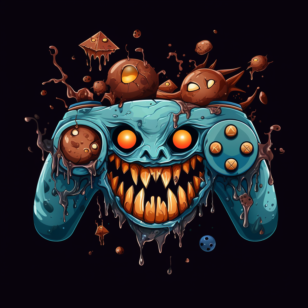 Halloween game controller with mouth and splats