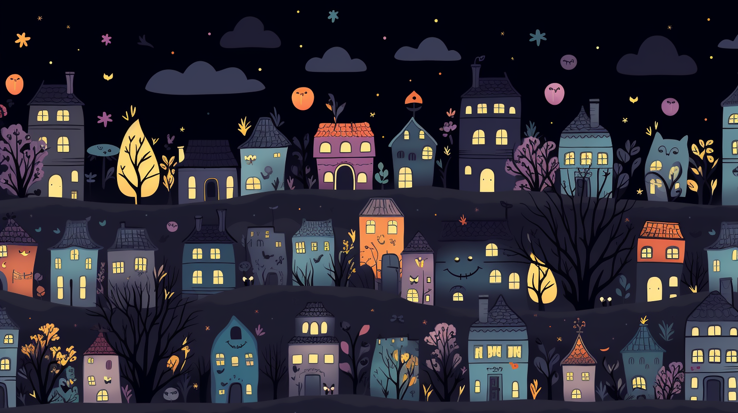 Cute Halloween houses wallpaper loop