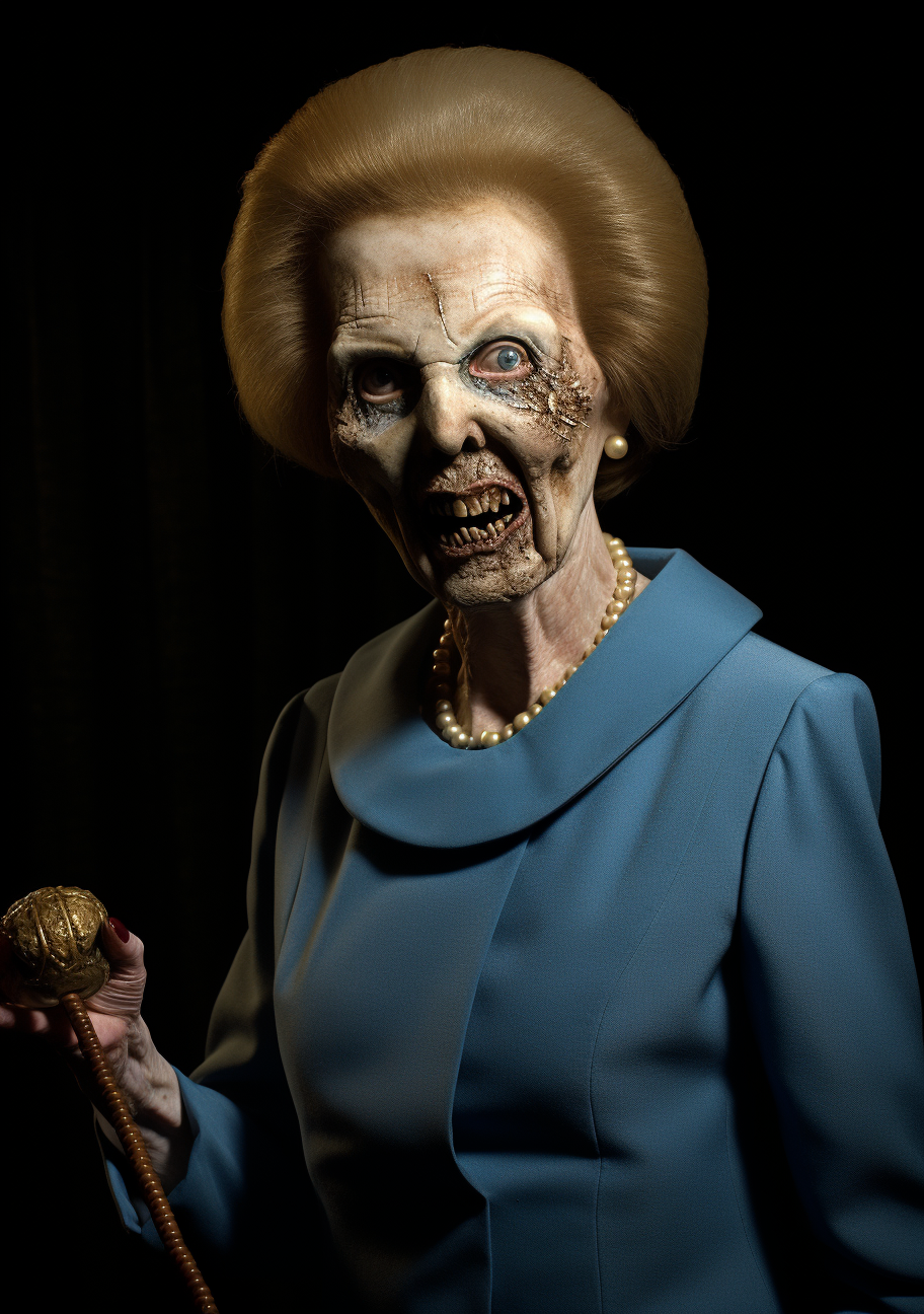 Margaret Thatcher Halloween Mask in Blue Dress