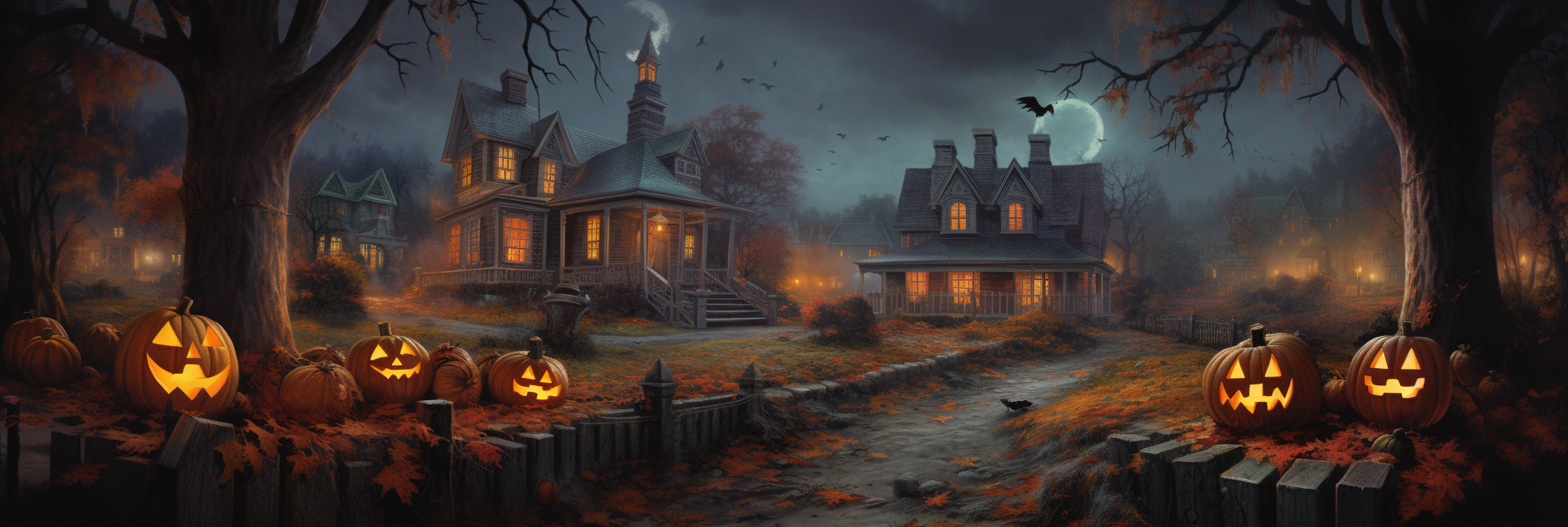 Halloween night with eerie realism