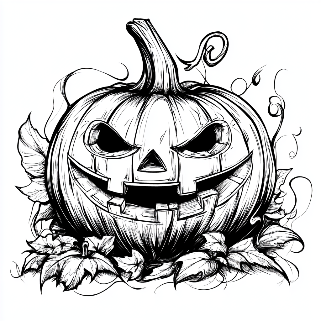 Halloween pumpkin for coloring book