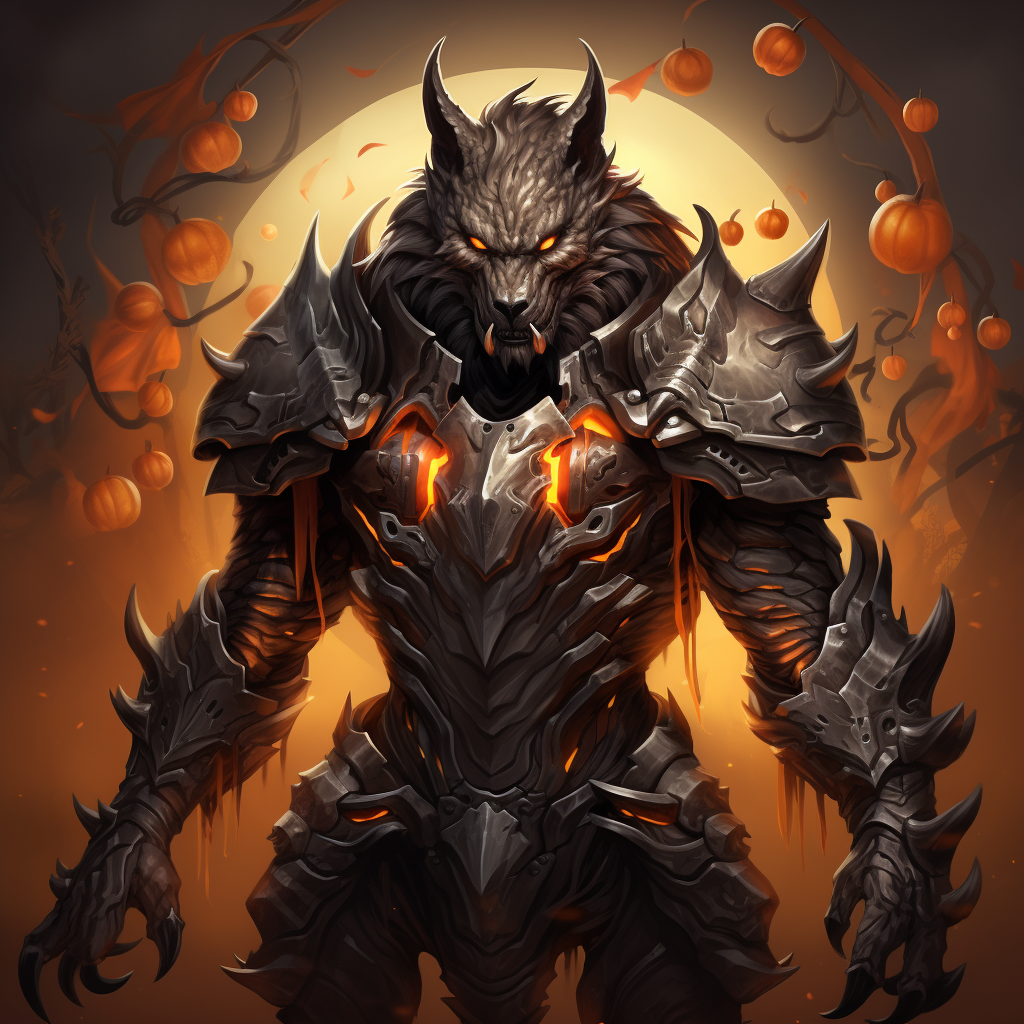 Scary Halloween Pumpkin Warrior Beast