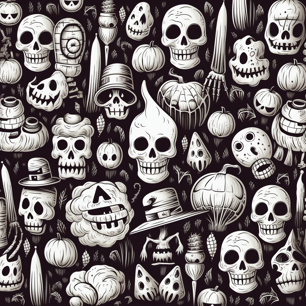 halloween-seamless-patterns-black-white