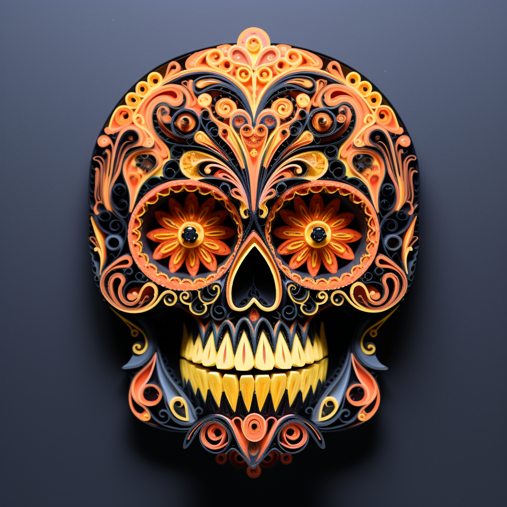 Spooky Halloween Skull Paper Quilling Art