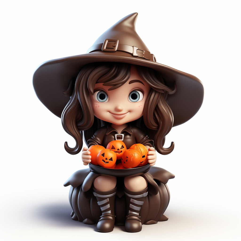 Cartoon Halloween witch with candy for trick or treaters