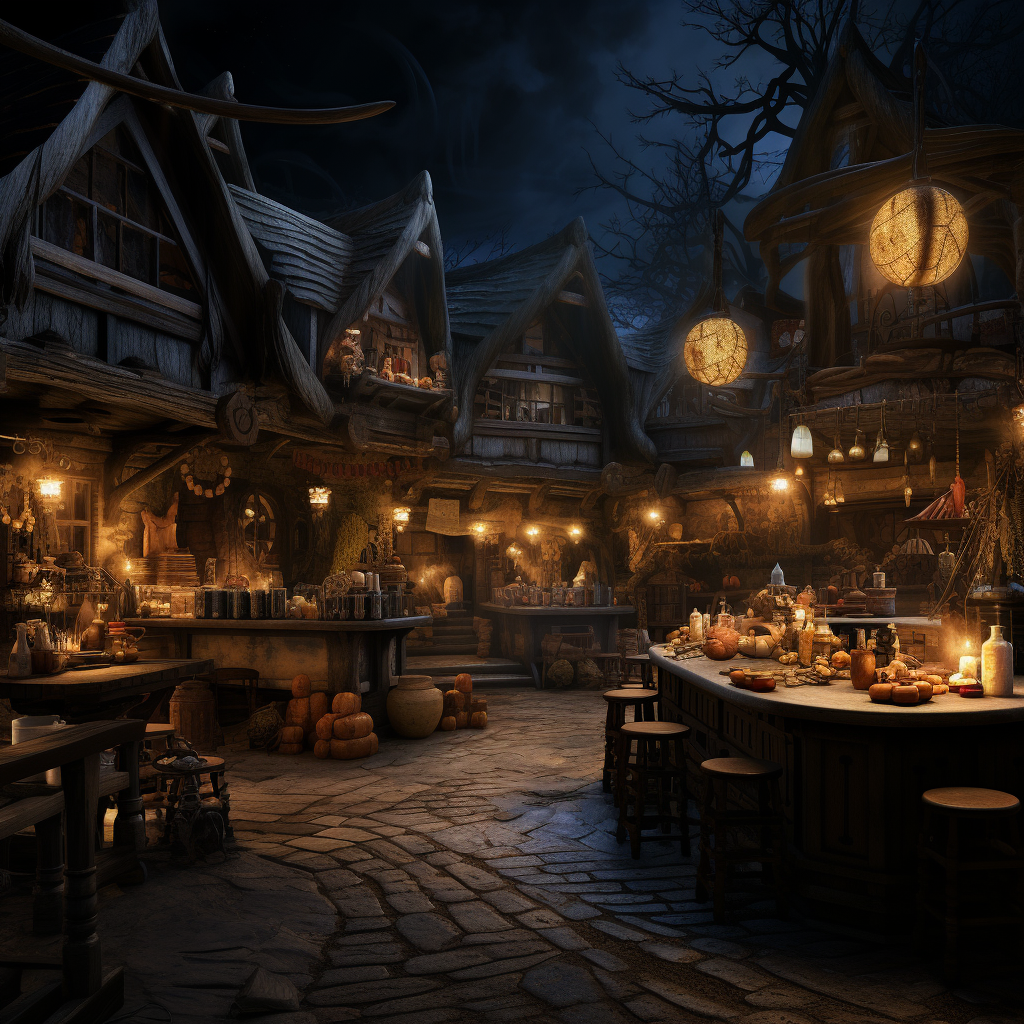 Halloween witches workshop bar scene