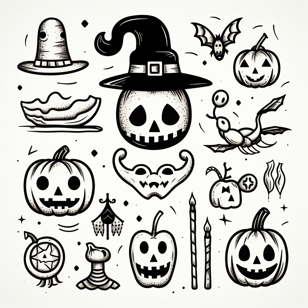 Minimalist Halloween Cartoon Set