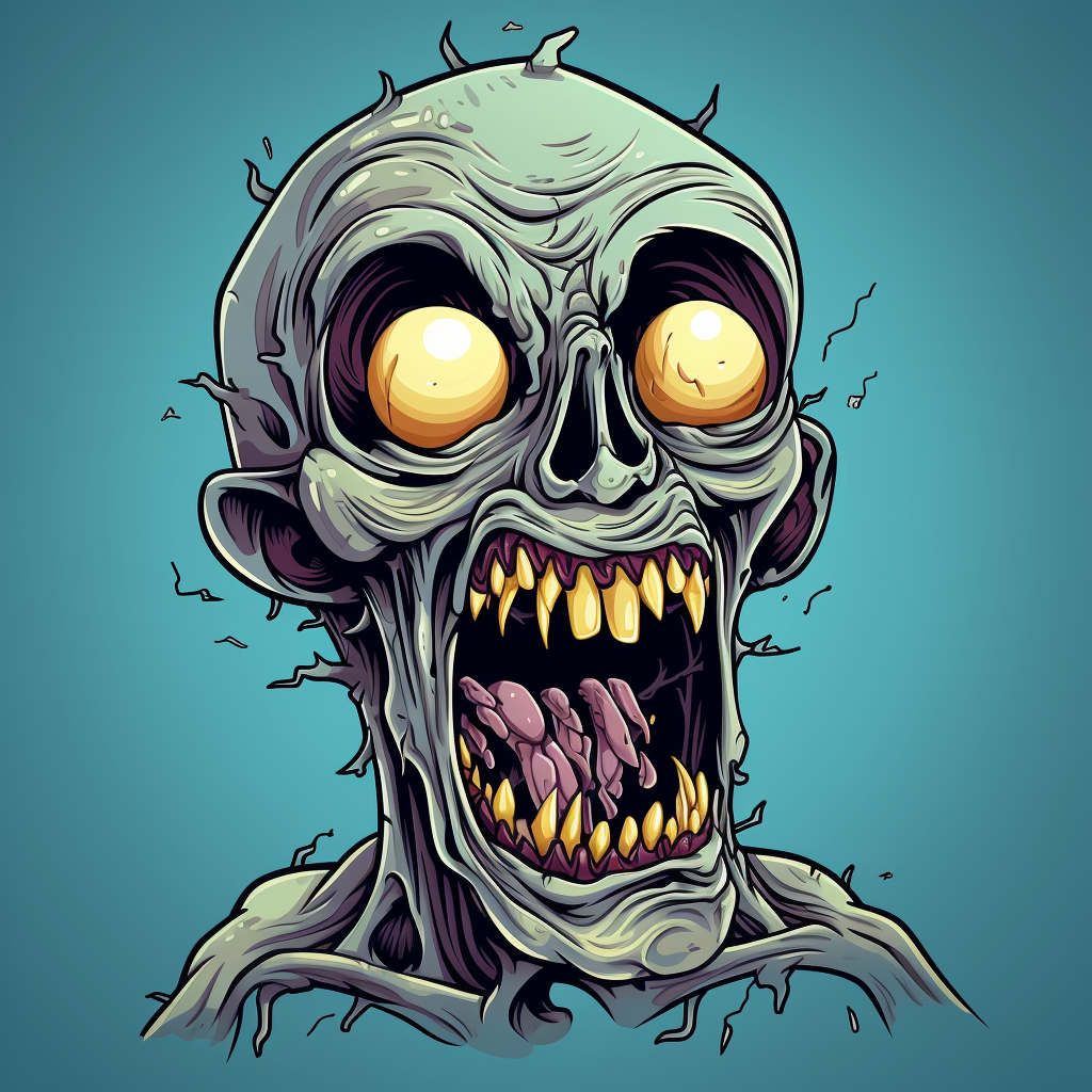 Detailed front view of scary Halloween cartoon zombie