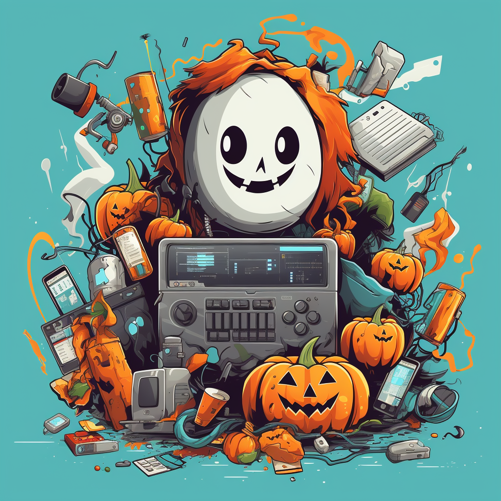 E-Waste surrounded by Cute Halloween Elements