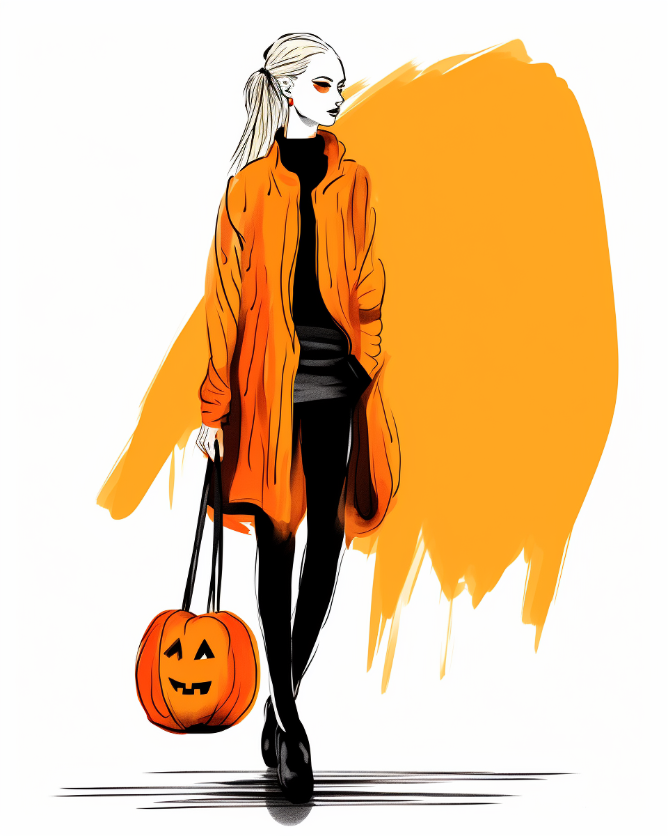 Halloween fashionista sketch in fauvist style