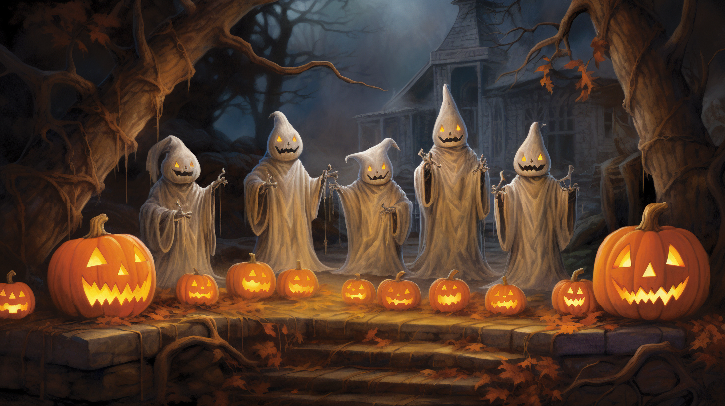 Enchanted Halloween Ghost Painting Scene