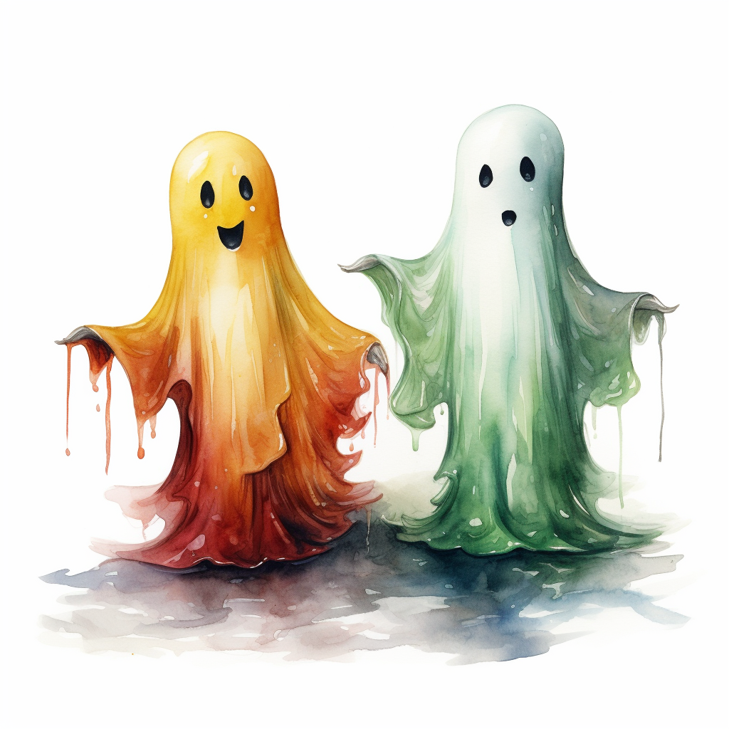 Cute Halloween ghosts on white background