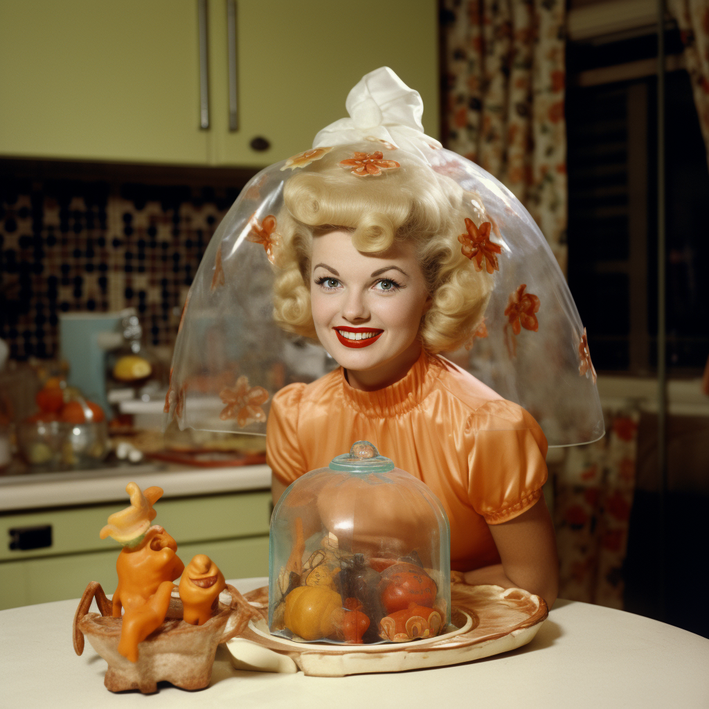 Retro Halloween housewife in cloche