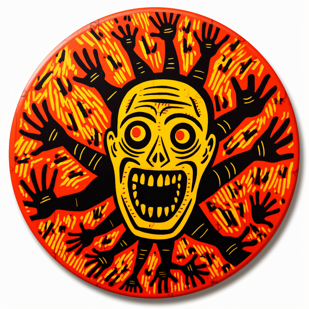 Halloween Keith Haring-style round image