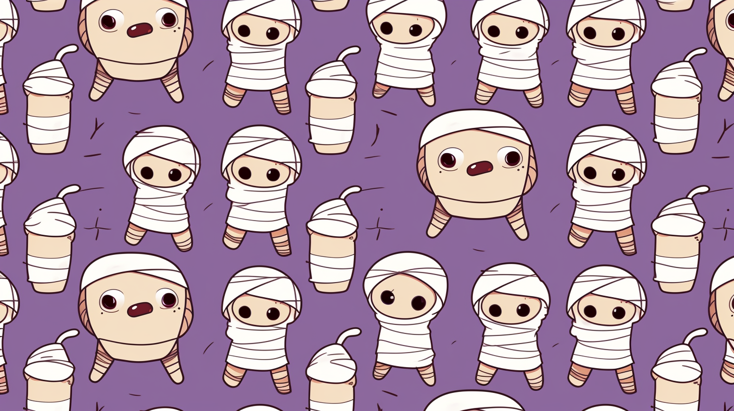 Colorful and Cute Halloween Mummy Pattern