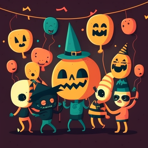 Bright and Funny Halloween Party Cartoon