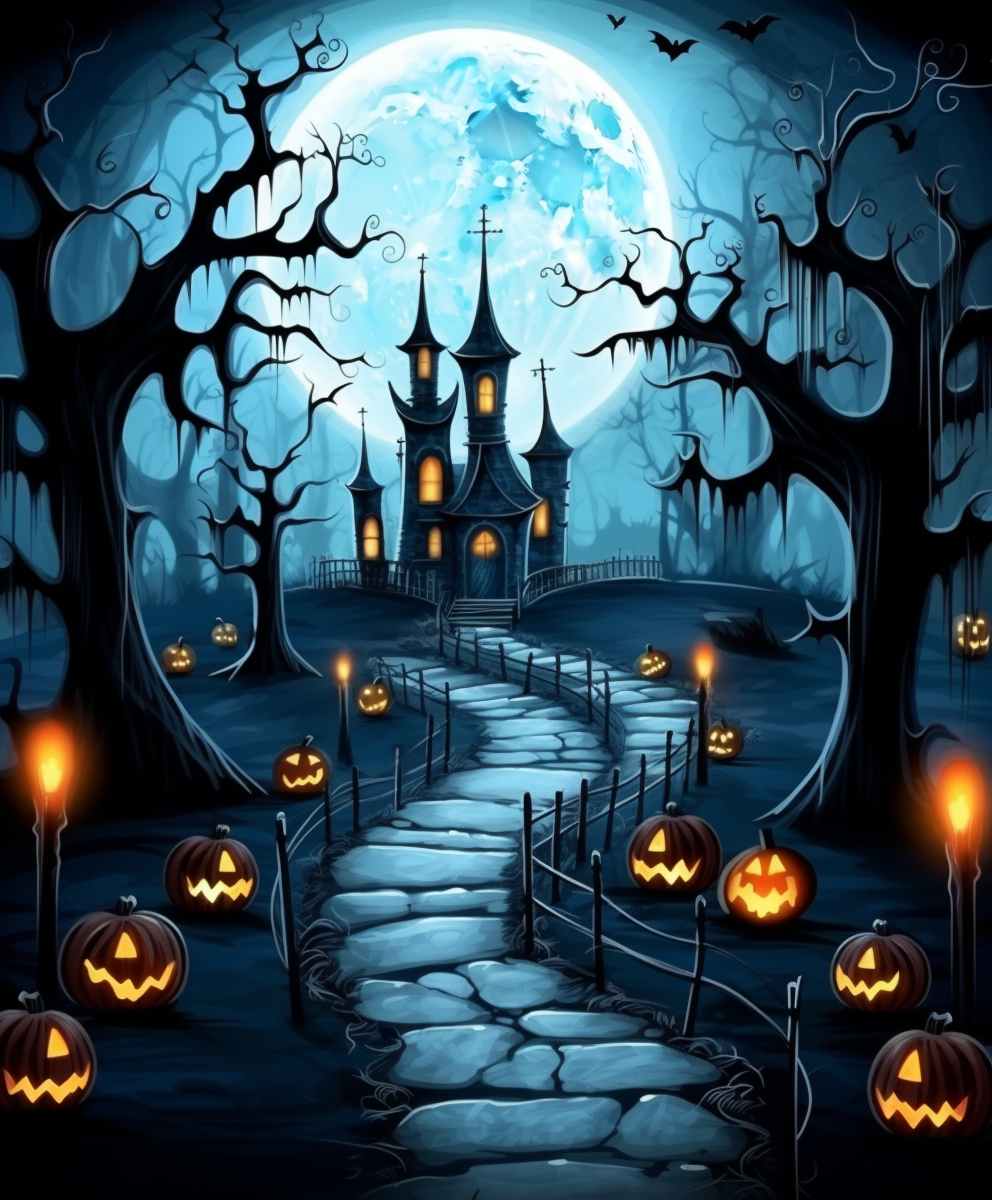 Halloween poster in Tim Burton style