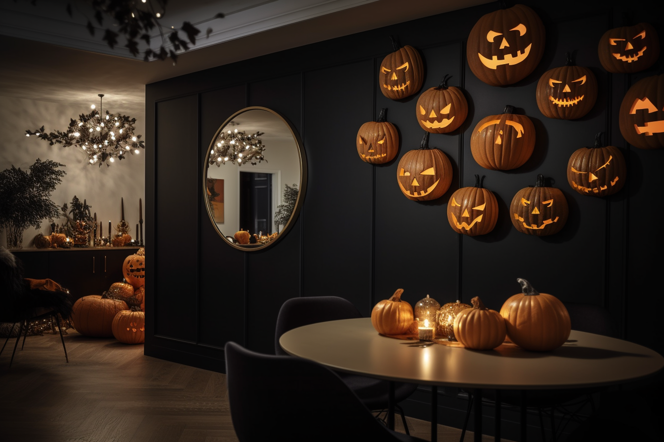 Halloween pumpkin décor mockup reflection