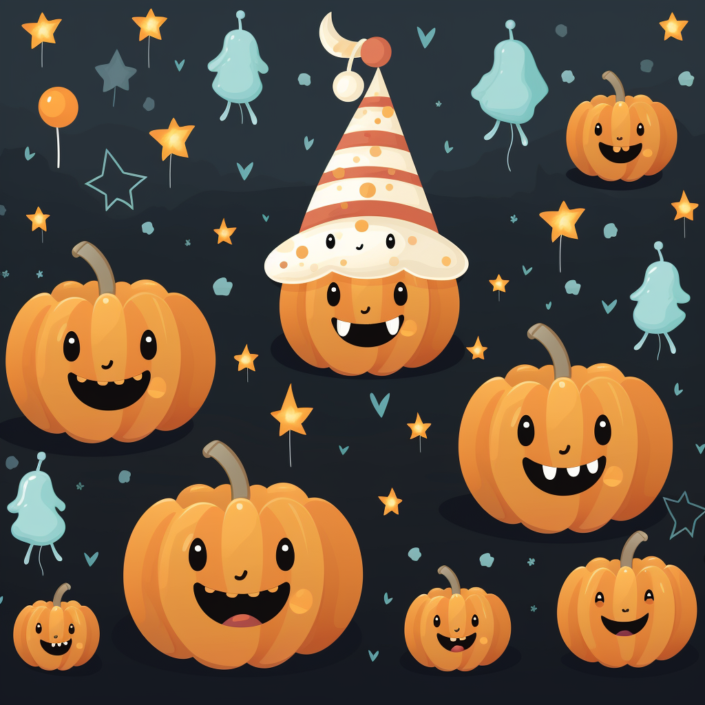 Cute Halloween pumpkins and candy