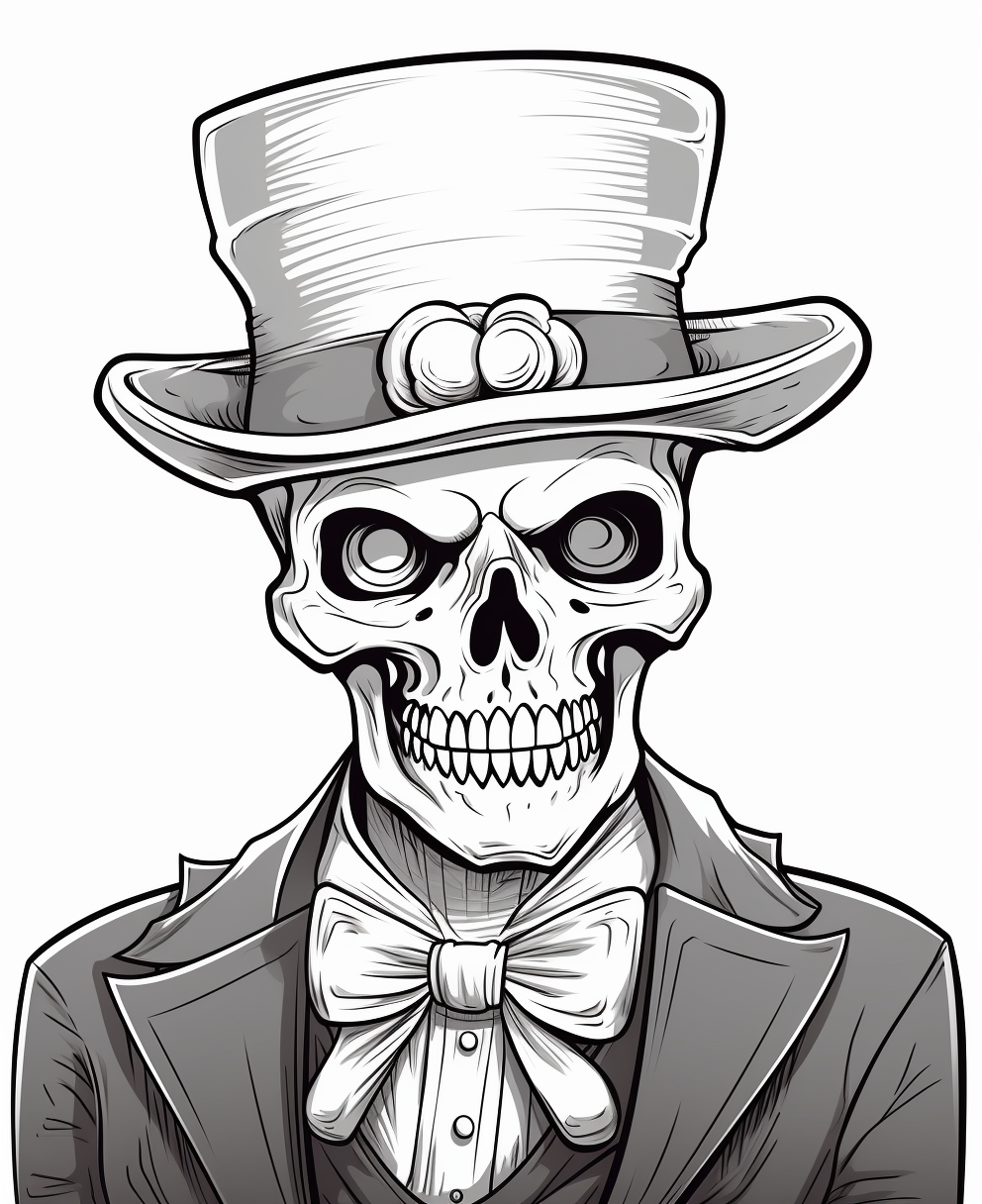 Cartoon Halloween skull wearing suit