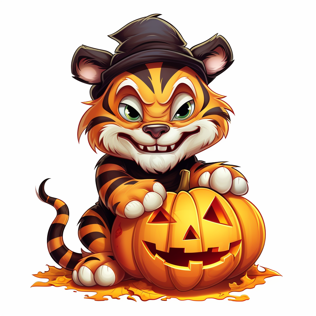 Cute Halloween tiger cartoon illustration