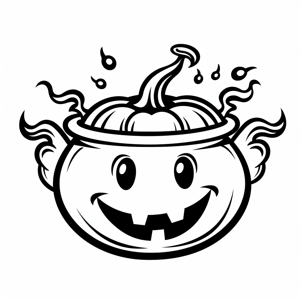 Cartoon-style halloween witch cauldron