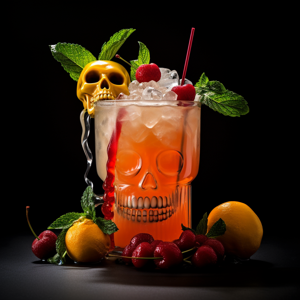 Vibrant Halloween Zombie Cocktail in Skull Glass