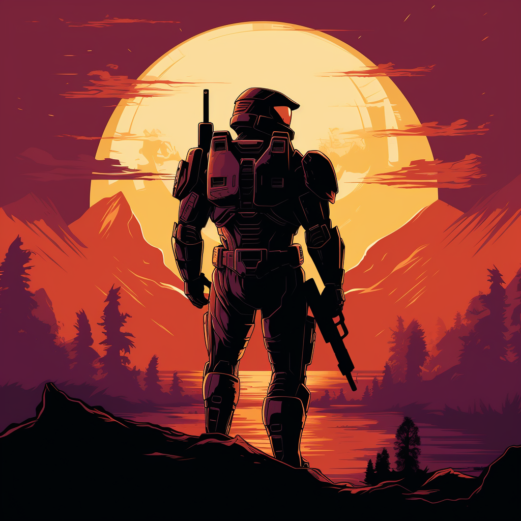 Cartoon style Halo cover art