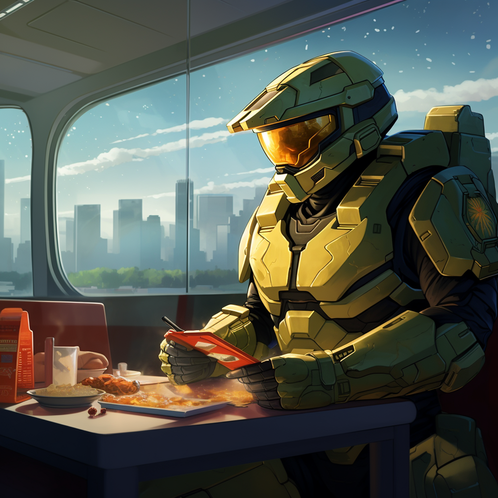 Master Chief enjoying McDonalds meal