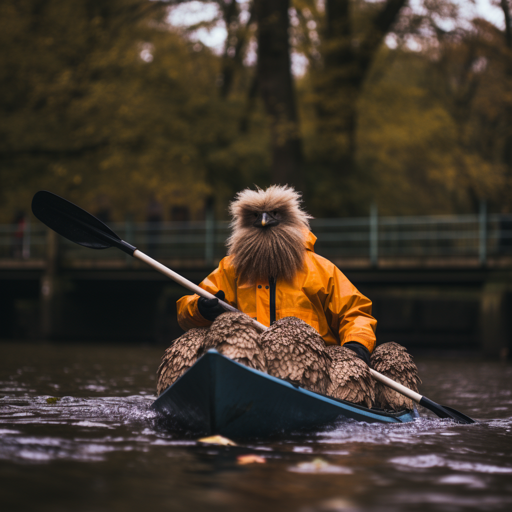 Hamburgalur kayaking down a river