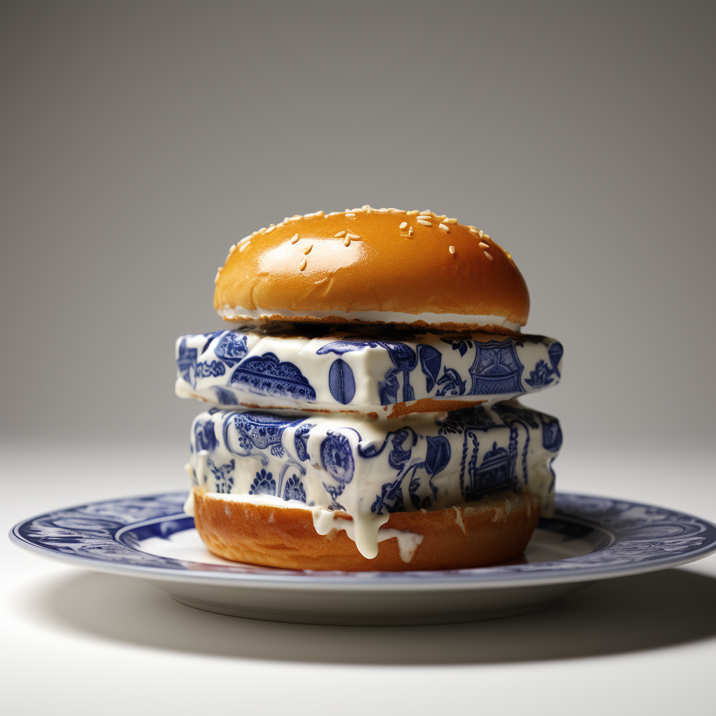 Hamburger on white plate