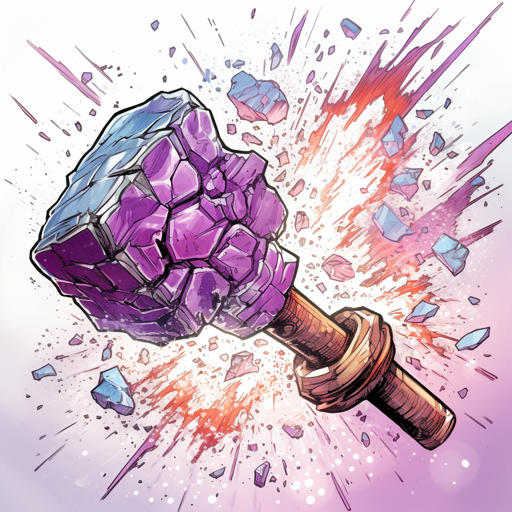 Powerful amethyst hammer fist shattering glass